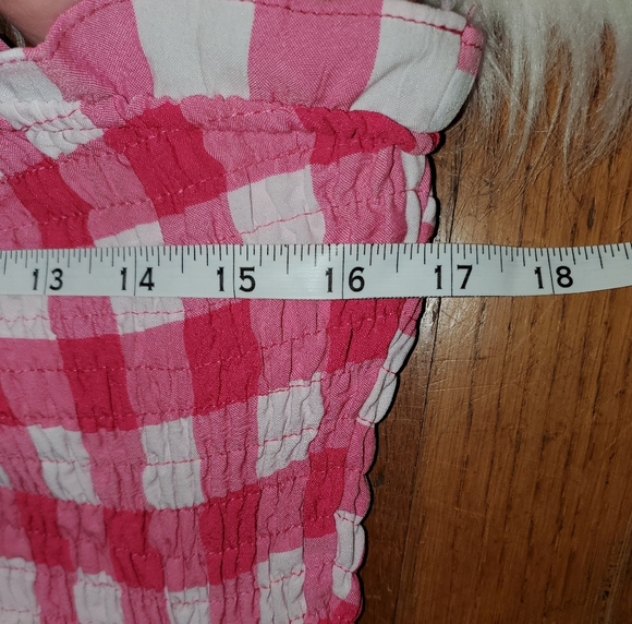 TCEC Smocked Pink and White Gingham Top With Pom Poms - Picture 8 of 10